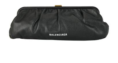 Cloud Clutch XL, £420, Handbags, Black, Leather, Front view